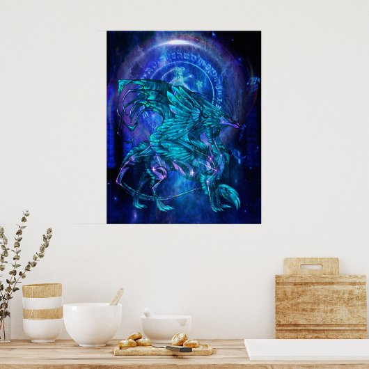 Poster cyan dragon (Cuisine)