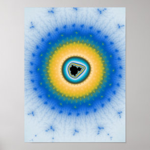 Poster Cyan Électrique et Mandelbrot Luminescent Jaune So