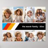 Poster Cyan Retro Stripe - 8 Photo Collage (Devant)