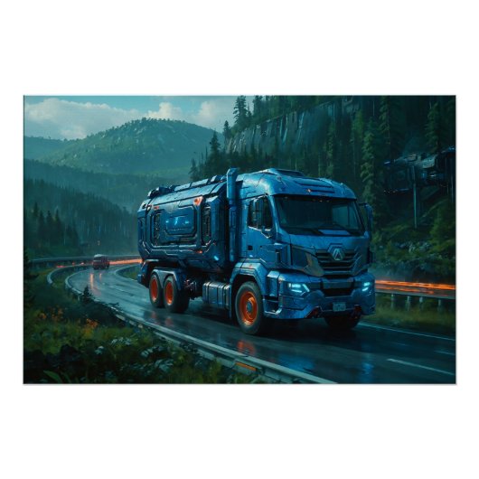 Poster Cyber Camion futuriste de 2077 (Devant)