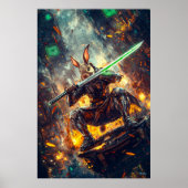 Poster Cyber Ronin Rabbit - Neon Blade Guardian (Devant)