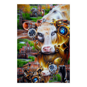 Poster Cyber-vache vapeur