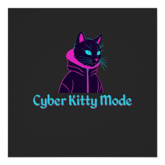 Poster Cyber Vibes - Neon Glitch Design esthétique (Devant)
