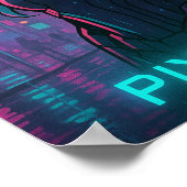 Poster Cyberpunk Anime Girl - Pixel City (Coin)