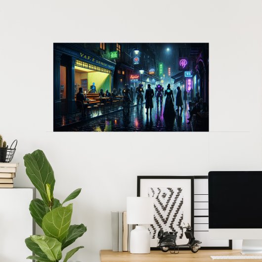 Poster Cyberpunk 'Art Runner' (Bureau à domicile)