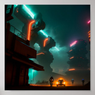 Poster Cyberpunk City la nuit