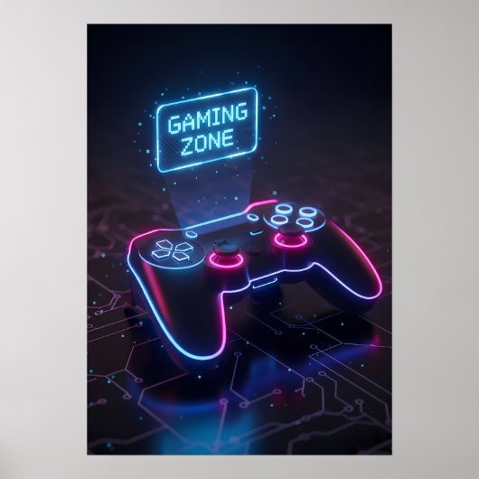 Poster Cyberpunk Gaming Controller (Devant)