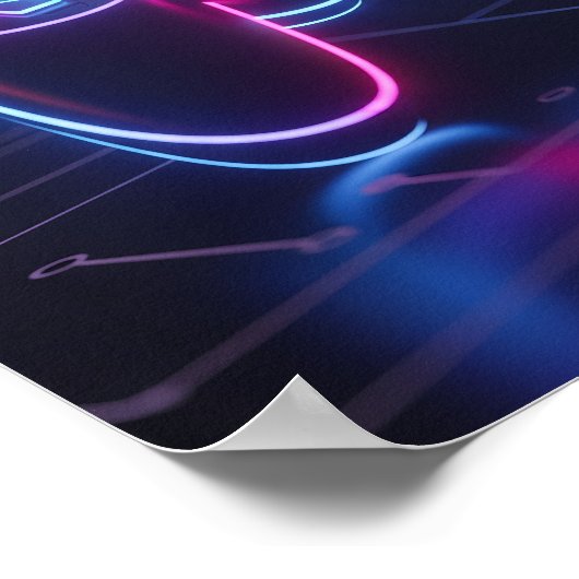 Poster Cyberpunk Gaming Controller – Neon Pixel Heart (Coin)
