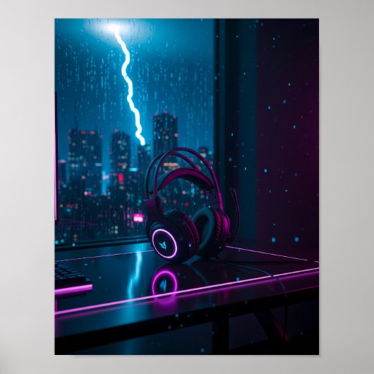 Poster Cyberpunk Gaming Headset (Devant)