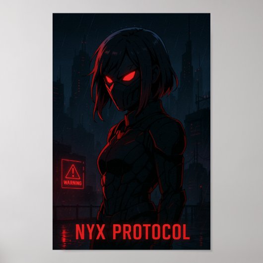 Poster Cyberpunk Guerrier Anime Girl (Devant)