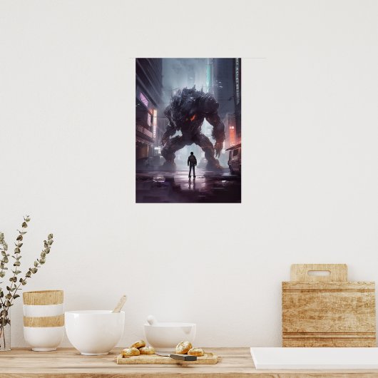 Poster Cyberpunk - Guerrier, gym, entraînement, succès (Cuisine)