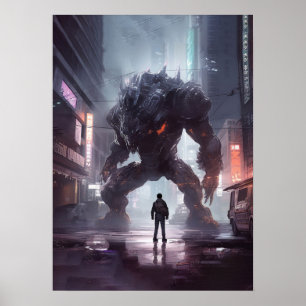 Poster Cyberpunk - Guerrier, gym, entraînement, succès