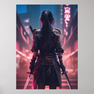 Poster Cyberpunk - Guerrier, gym, entraînement, succès