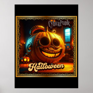 POSTER CYBERPUNK HALLOWEEN CITROUILLE