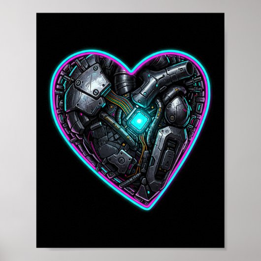 Poster Cyberpunk Heart Saint-Valentin Pouls (Devant)