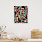 Poster Cyberpunk moderne Motif Abstrait géométrique (Cuisine)