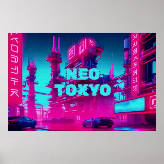 Poster Cyberpunk Neo Tokyo Synthwave Street Sci-Fi (Devant)