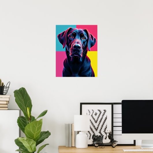 Poster Cyberpunk Neon Labrador Pop Art (Bureau à domicile)