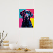 Poster Cyberpunk Neon Labrador Pop Art (Cuisine)
