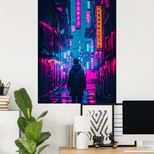 Poster Cyberpunk Street (Bureau à domicile)