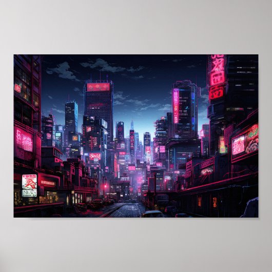 Poster Cyberpunk Tokyo Night Street (Devant)