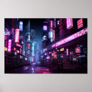 Poster Cyberpunk Tokyo Night Street