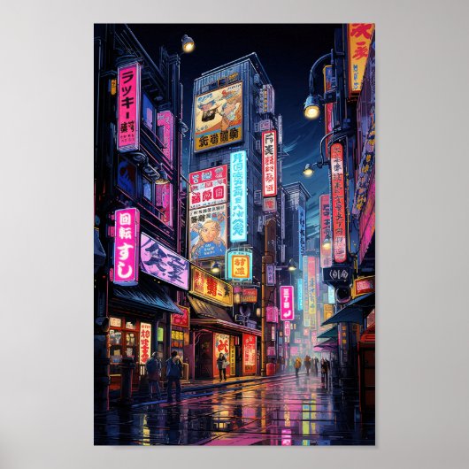 Poster Cyberpunk Tokyo Street Neon (Devant)