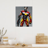 Poster Cyberpunk Wolf, Werewolf Art Téléchargement numéri (Cuisine)