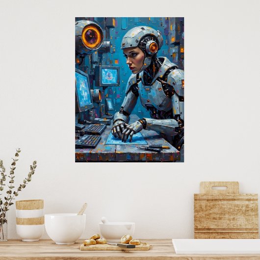 Poster Cyborg au terminal (Cuisine)