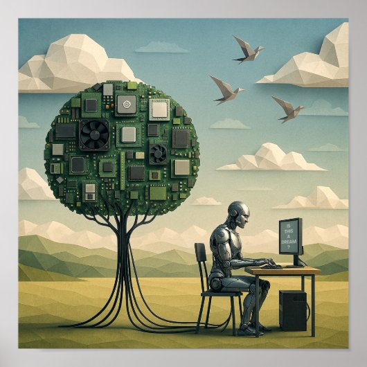 Poster Cyborg sous arbre de circuits (Devant)