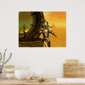 Poster CYBORG TITAN DANS LE DÉSERT DE L'HYPERION Science- (Cuisine)