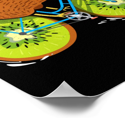 Poster Cycle New Zealand Funny Kiwi On A Bicycle Design I (Coin)