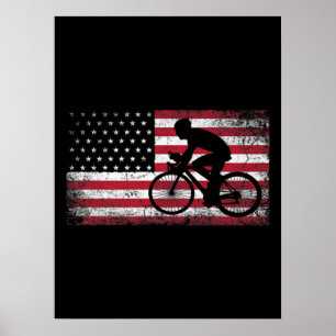 Poster Cycling Bicycle American Flag 4th of July