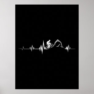 Poster Cycling Heartbeat Racing Bicycle Mountain Bike