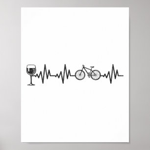 Poster Cycling Rythme Cardiaque Vin Vélo Tout Terrain Bic