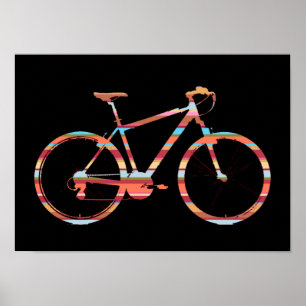 Poster cycling striped-bicycle