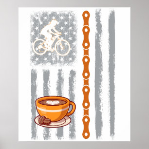 Poster cyclisme café - Drapeau américain vintage USA pour