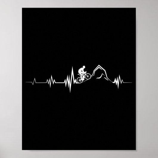 Poster Cyclisme Heartbeat Course Vélo de montagne Vélo (Devant)
