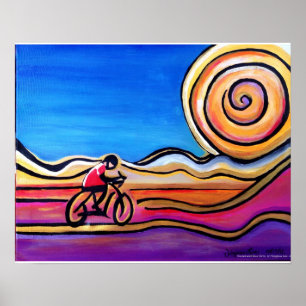 Poster Cycliste coloré - peinture acrylique (20 x 16)