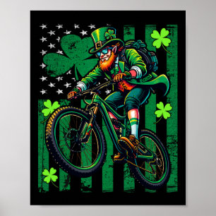 Poster Cycliste de VTT St Patricks Day Américain Irlandai