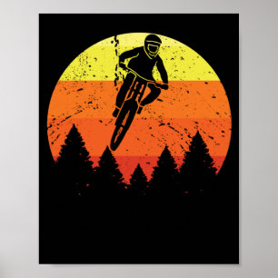 Poster Cycliste en descente de VTT Sunset
