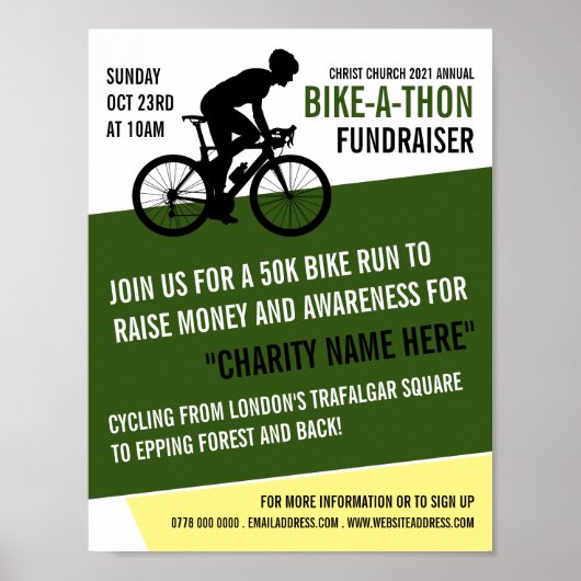 Poster Cycliste Silhouette, Charity Bike-a-Thon Event (Devant)