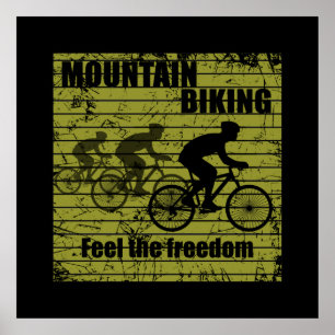 Poster Cycliste VTT Descente - Vélo Tout Terrain
