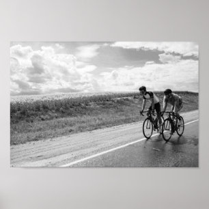 Poster Cyclistes Biélorussie Noir et Blanc