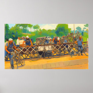 Poster Cyclistes Ne Peuvent Pas Attendre Au Passage à Niv