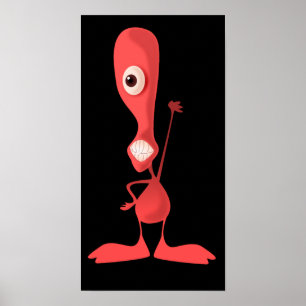 Poster Cyclops rose Un Oeil Mignonne Monstre Agitant