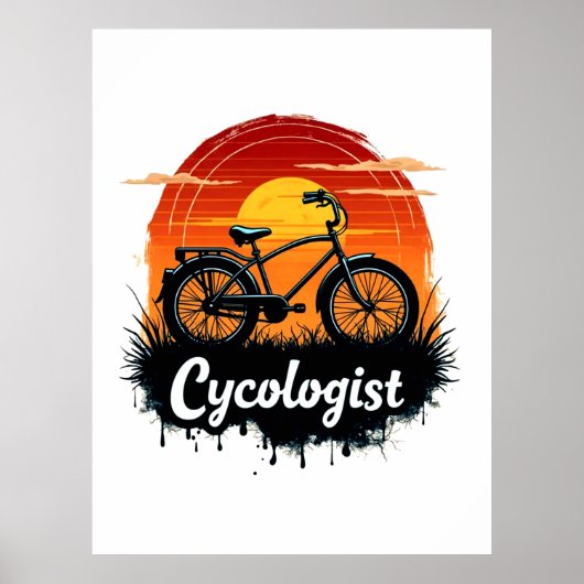Poster Cycologiste Aventure à vélo : Tir graphique au cou (Devant)