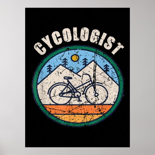 Poster Cycologue Funny Bicycle Cyclisme Cadeau Vintage (Devant)
