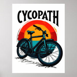 Poster Cycopath : Vélo énergétique avec le soleil couchan