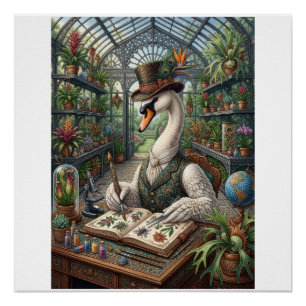 Poster Cygne aristocratique Serre victorienne Botanique F